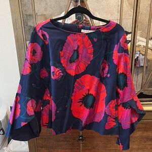Trina Turk Navy Pink and Red Blouse